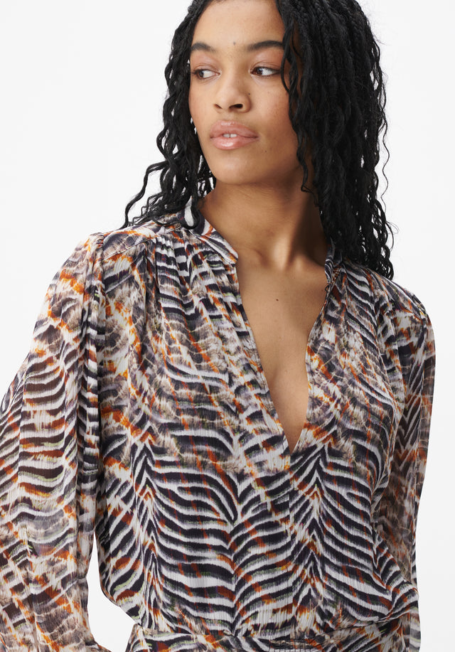 Dress Delio zebra shibori - A feminine aesthetic mixed with a bold print. With sheer... - 4/6