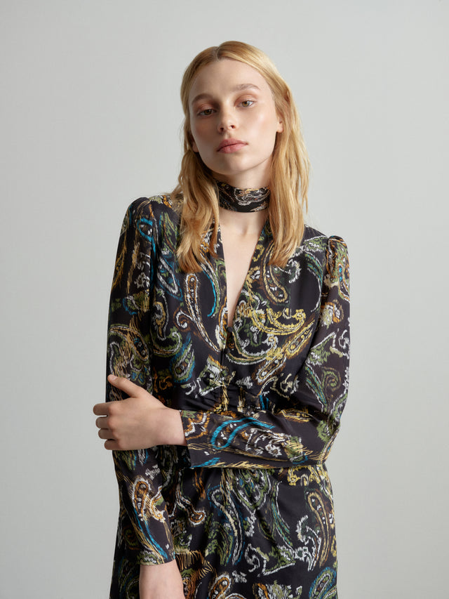 Dress Damaso paisley park - Crafted from luxurious crêpe de chine fabric, its ultra-feminine silhouette,... - 2/3