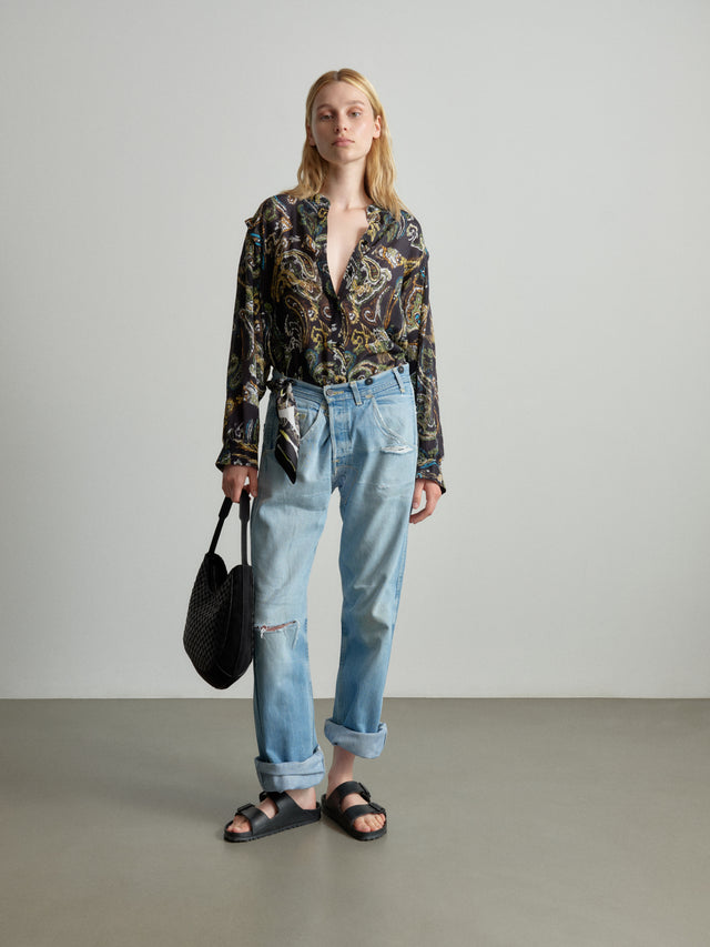 Blouse Baker paisley park - Adorned with a meticulously hand-painted paisley print on luxurious crêpe... - 1/2