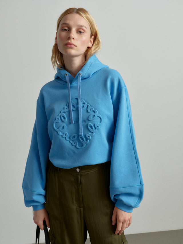 Hoodie Ipalina diamond azure blue - Designed to be comfortable: Hoodie Ipalina features a monochrome, debossed... - 1/2