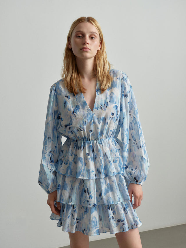 Dress Danuta floral fountain blue - Meet Danuta, the essential minidress designed with meticulous attention to... - 1/2