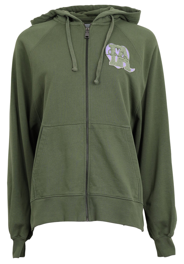 Pre-loved Jacket Joey - XS/S olive - Joey is a cozy sweat jacket in lovely olive green,... - 1/2