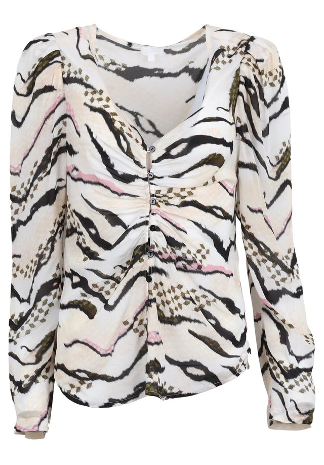 Pre-loved Blouse Becca - M fantasy tiger - Becca is as feminine as a blouse can be. Featuring... - 1/1
