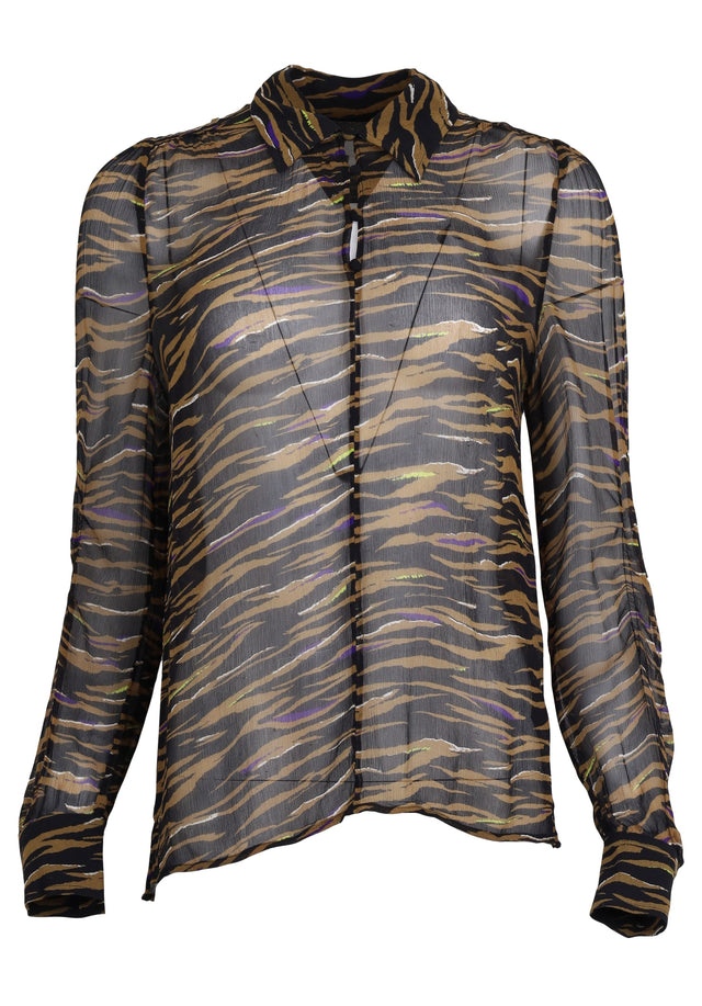 Pre-loved Blouse Betsy - XS Black Zebra - An uncomplicated shirt blouse made of 100% viscose with a... - 1/1