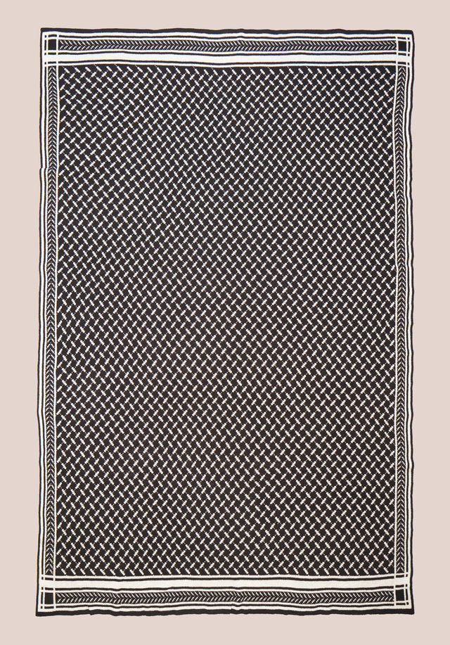 Blanket Trinity Classic Nero Alabastro - A soft and luxurious cashmere blanket with a jaquard pattern... - 8/11