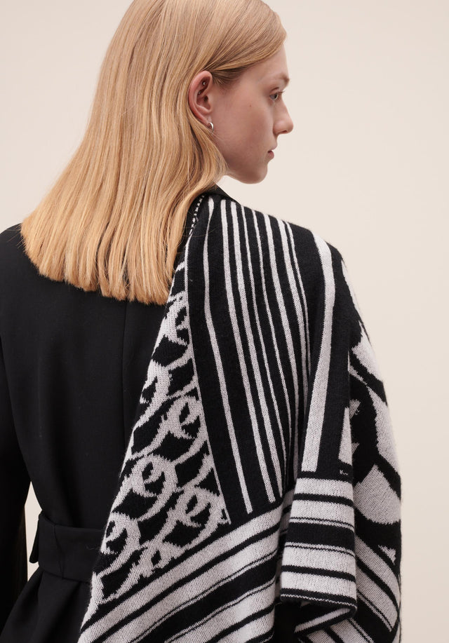 Triangle Monogram Goober Monogram Nero Alabastro - A rich, double face, triangle shaped cashmere scarf, featuring an... - 2/4