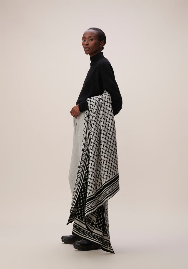 Blanket Trinity Classic Nero Alabastro - A soft and luxurious cashmere blanket with a jaquard pattern... - 2/11