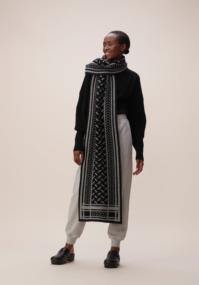 Scarf Chuck Nero City - A soft cashmere scarf with an elaborate jaquard knitting technique... - 1/6