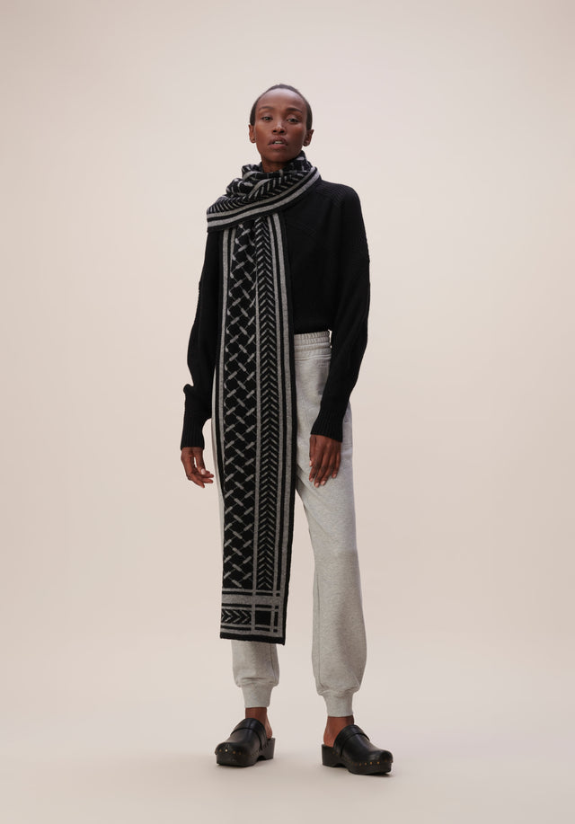 Scarf Chuck Nero City - A soft cashmere scarf with an elaborate jaquard knitting technique... - 3/6