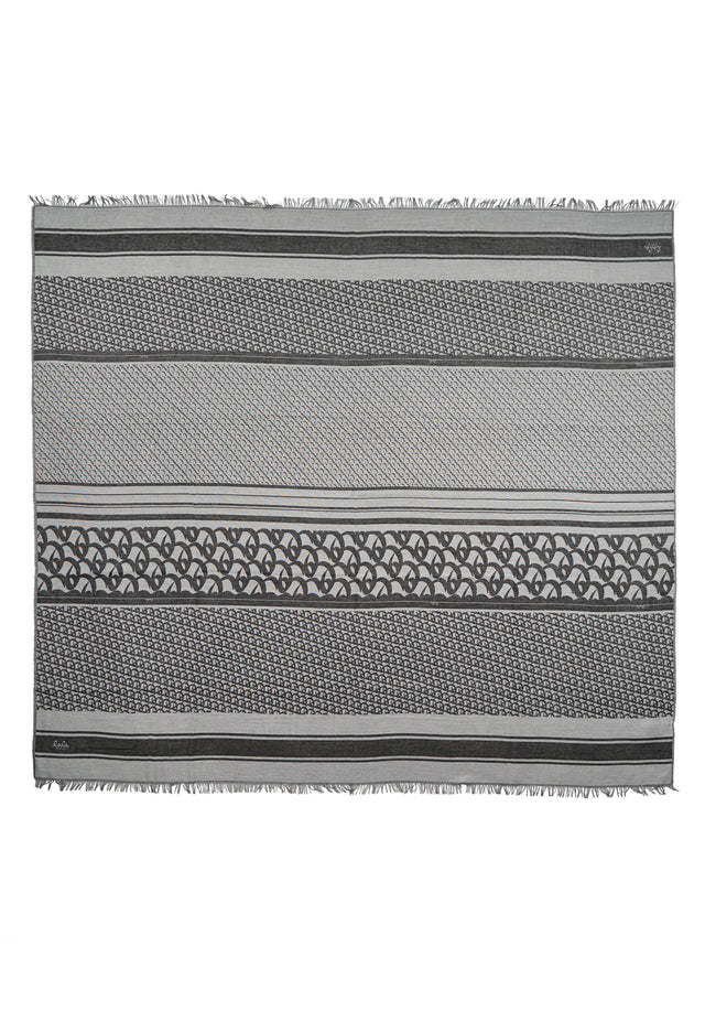 Scarf Monogram Black monogram on White - A light and easy scarf made of a soft viscose-cotton... - 3/3