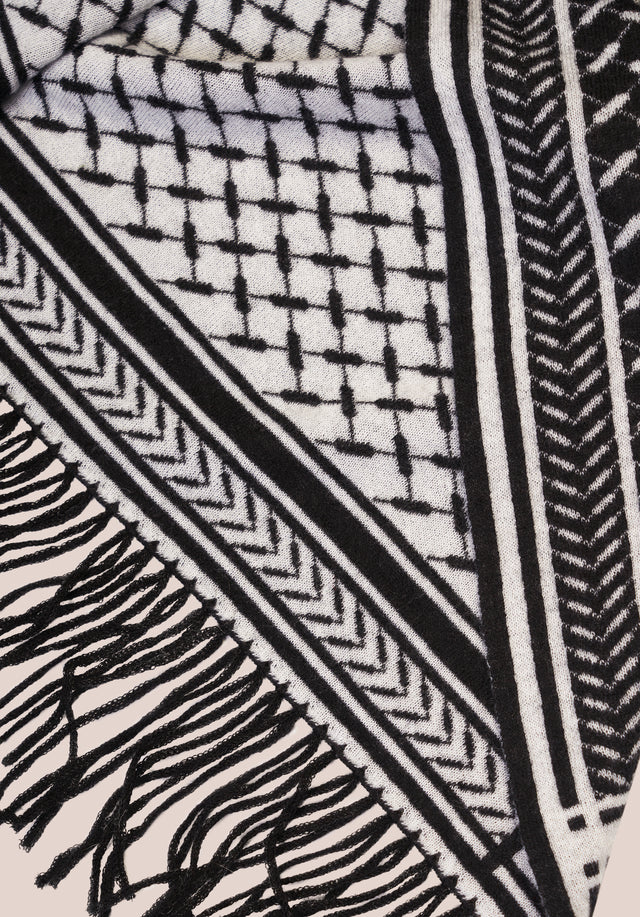 Poncho Trinity Classic Nero Alabastro - A luxurious cashmere poncho with a jaquard pattern in black... - 8/9