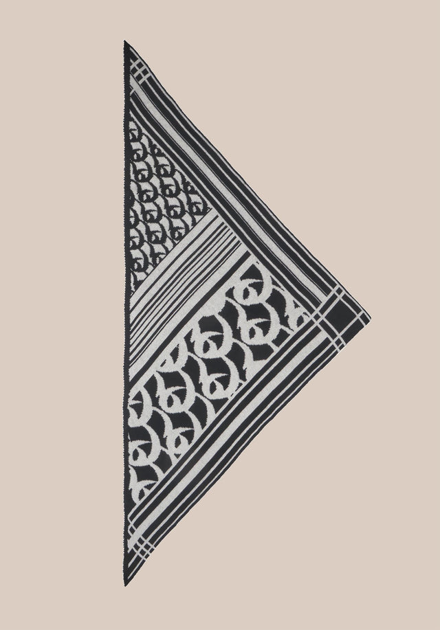 Triangle Monogram Goober Monogram Nero Alabastro - A rich, double face, triangle shaped cashmere scarf, featuring an... - 3/4