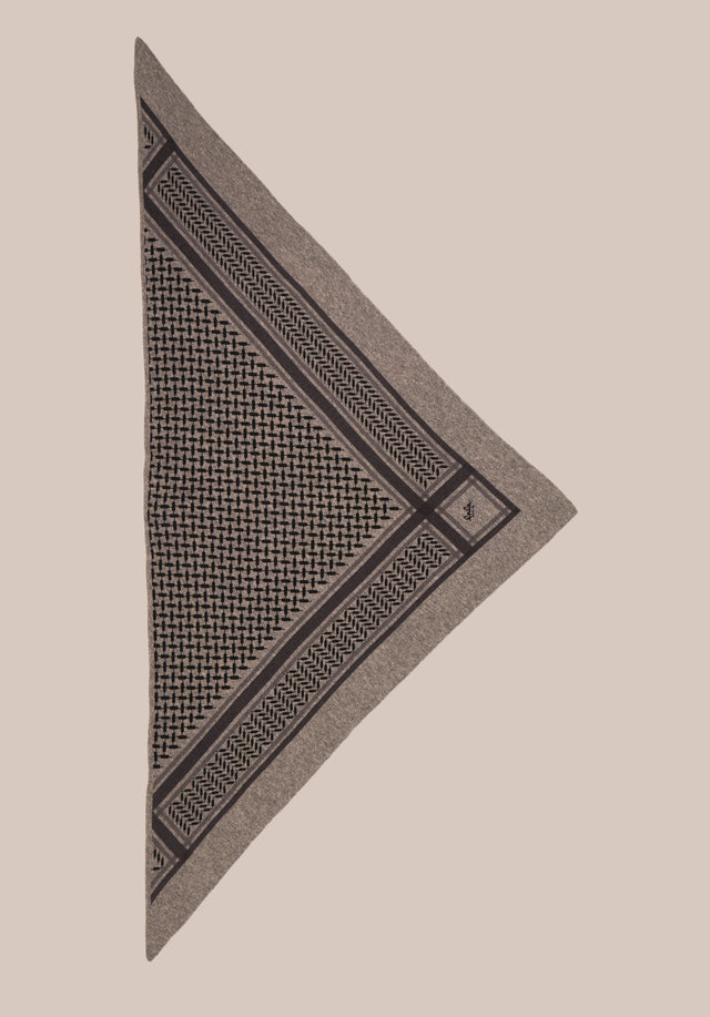Triangle Trinity Classic M Stradivari Dark brown melange - A luxuriosly soft, triangle shaped cashmere scarf, featuring a classic... - 6/6