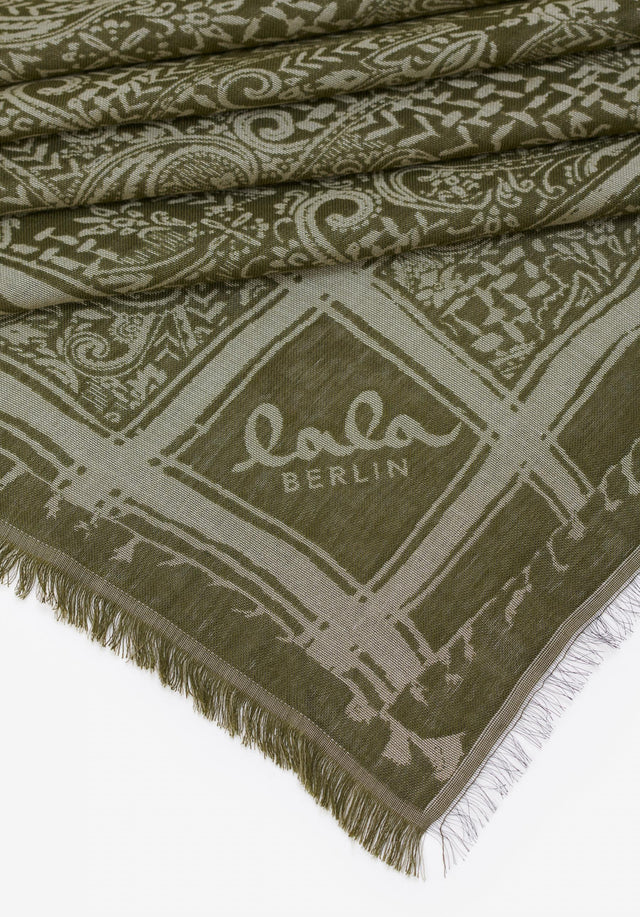 Triangle Amalin maze garden olive - Inspired by Persian boteh ornaments and oriental carpets in mushroom... - 2/2