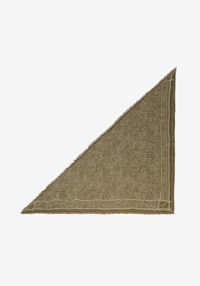 Triangle Amalin maze garden olive - Inspired by Persian boteh ornaments and oriental carpets in mushroom... - 1/2