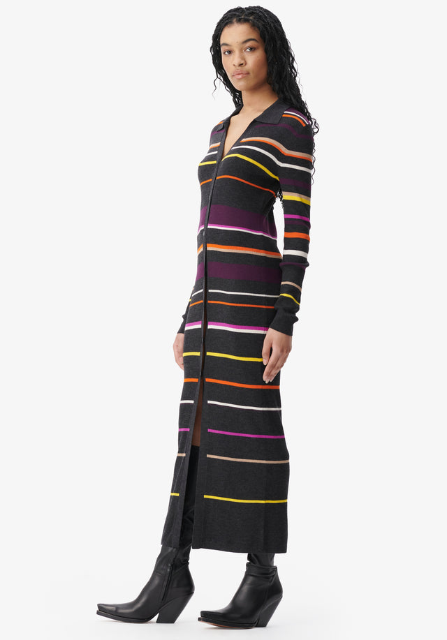 Cardigan Kalliani multicolor stripes on knit - black - Stripes with sophistication. With a comfortable handfeel, Cardigan Kalliani is... - 2/5