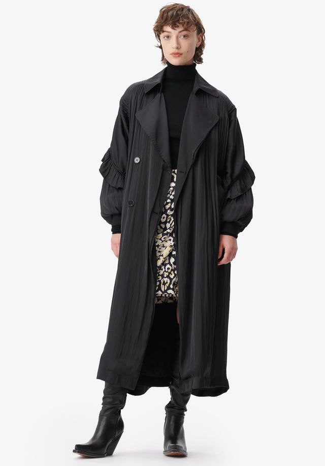 Coat Olaya black - It is a trench coat made of black satin that...
