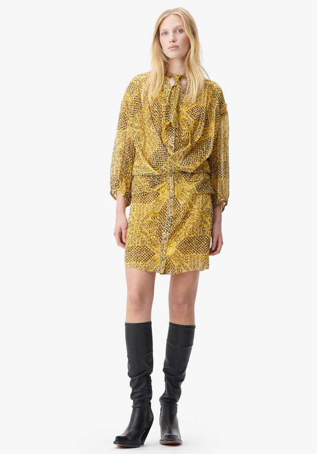 Dress Drina heritage star yellow - Our heritage print for Fall/Winter 23 is inspired by symmetrical...
