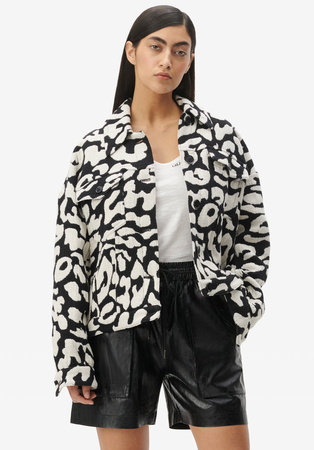 Jacket Jeo leo jacquard - Fine Italian cotton adorned with an abstract leopard jacquard pattern....
