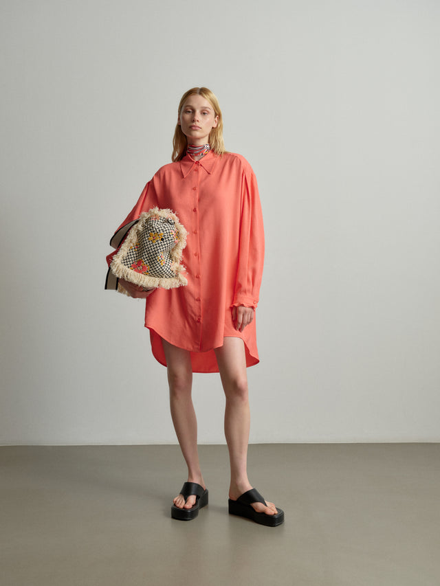 Dress Dakil underwater melon - Introducing our carefree high-summer shirtdress. This effortless piece boasts a... - 1/2
