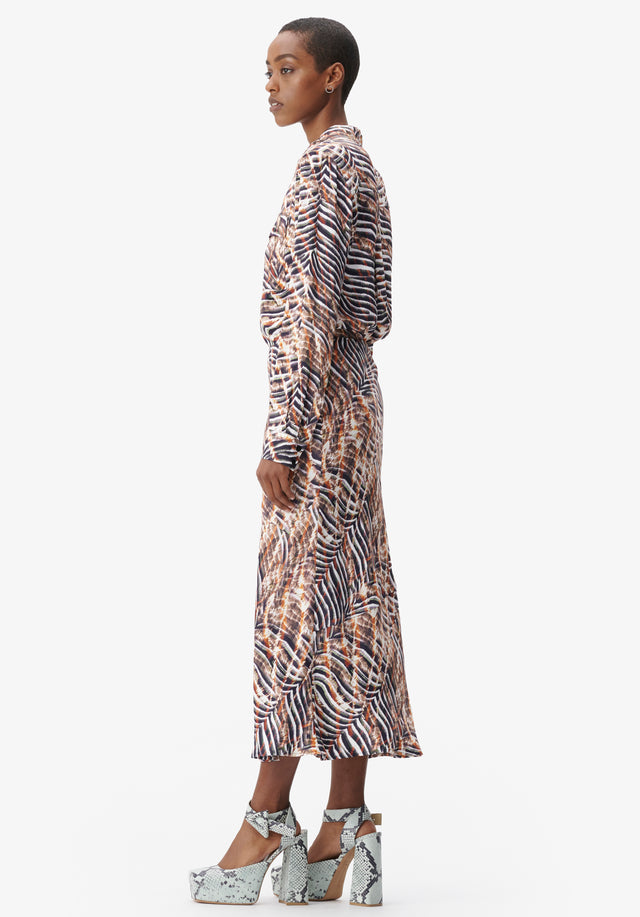 Skirt Sasa zebra shibori - We've adorned a feminine satin viscose skirt with our gorgeous... - 2/5