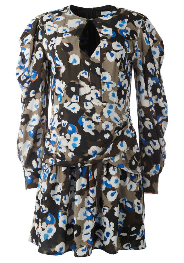 Pre-loved Dress Deon - S Liquid Leo Blue - A flirty mini dress, sporting our quintessential leopard print reimaginated...
