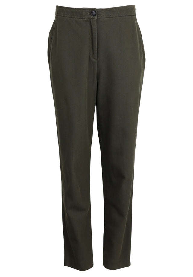 Pre-loved Pants Paul - M Olive - Sporty yet feminine trousers made of stretchy cotton fabric for... - 1/1