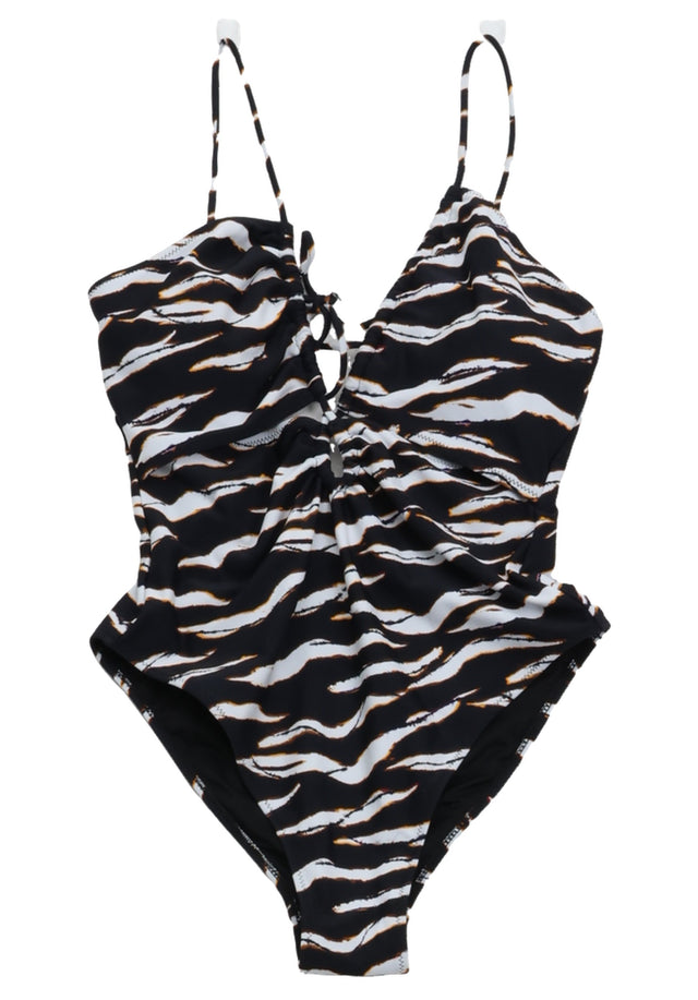 Pre-loved Swimsuit Arka - M dark zebra wave - This zebra is sexy. Arka is a beautiful swimsuit featuring... - 1/1