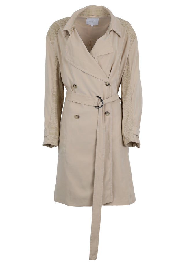 Pre-loved Coat Cleo - XS Kufiya Embriodery - A lightweight trench coat in soft beige made of modal...
