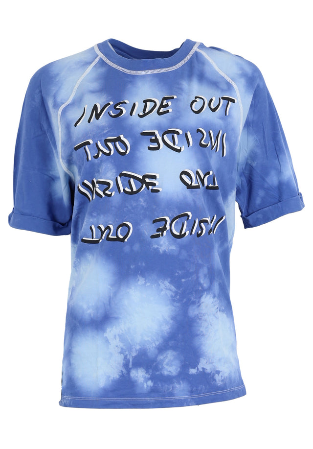 Pre-loved T-Shirt Inbar Inside Out - S Blue Splash - A deep blue boyfriend shirt made of 100% cotton, featuring... - 1/1