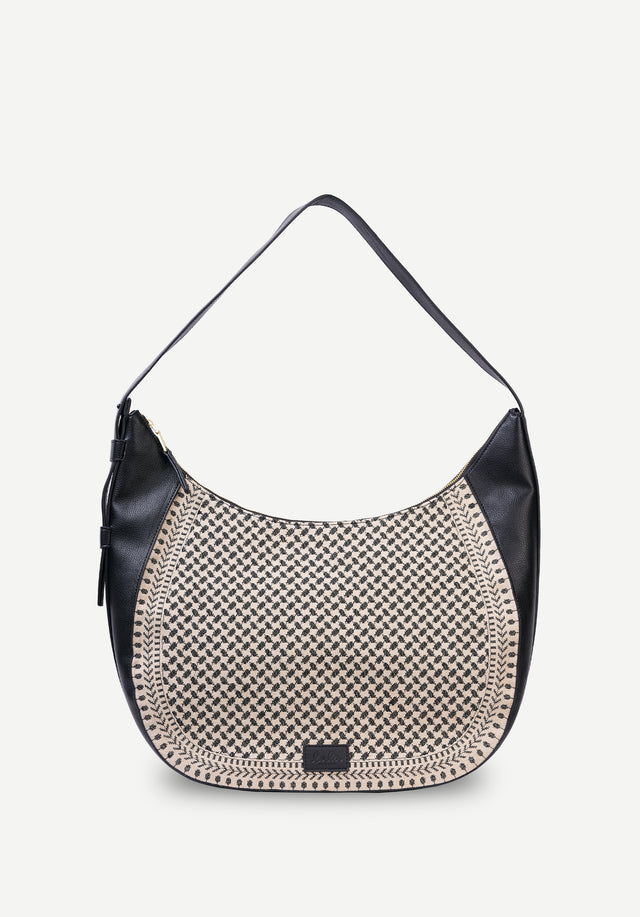 Crossbody Hobo Miranda hessian x-stitch - This elegant yet practical crossbody bag has enough space to...
