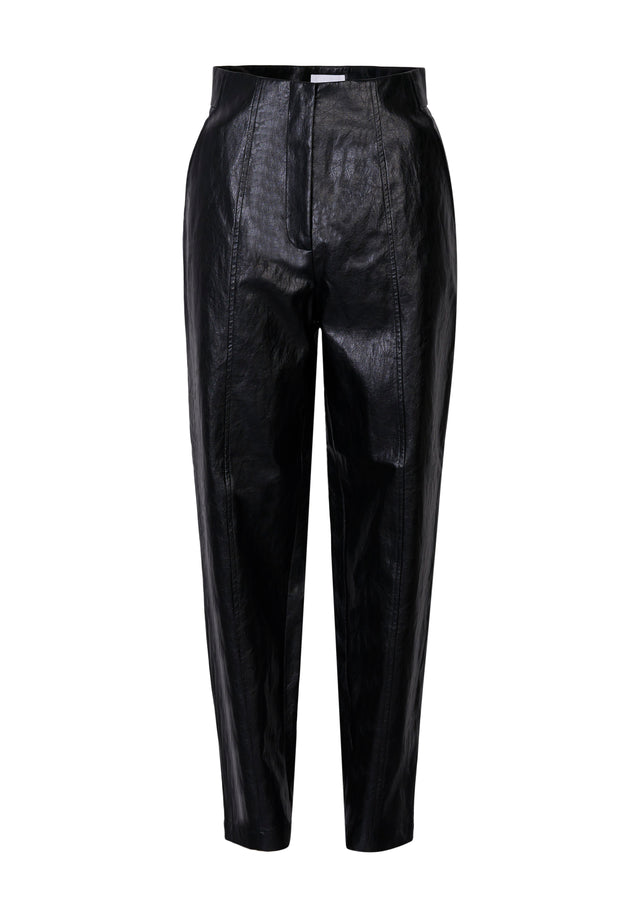 Pants Patcy black - An elegant, high waist pant made from sleek, black vegan...
