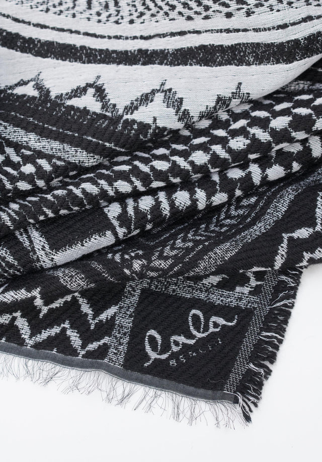 Scarf Anais zebra swirl black - Anais is a large cube adorned with an intricately crafted... - 3/4