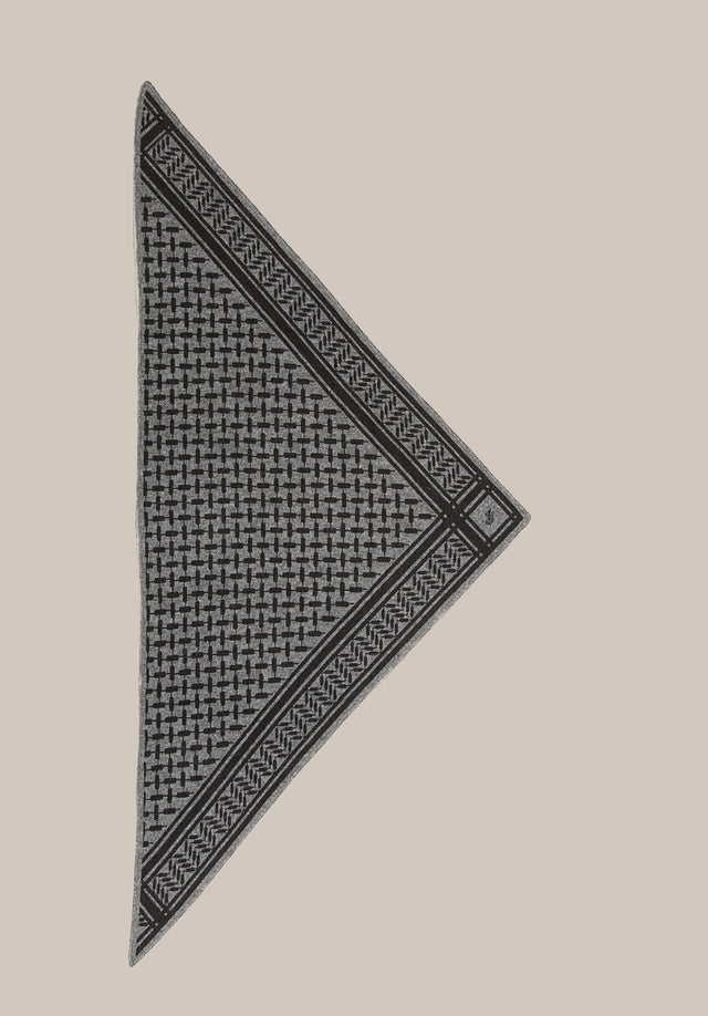 Triangle Trinity Classic S Lubecca Dark grey melange - A luxuriosly soft, triangle shaped cashmere scarf, featuring a classic... - 4/4
