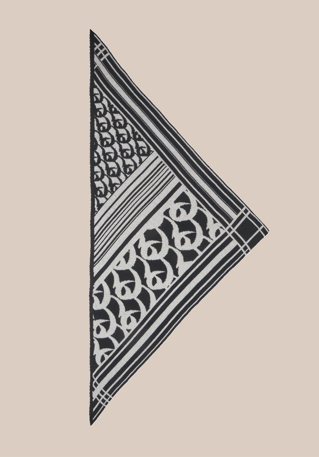 Triangle Monogram Goober Monogram Nero Alabastro - A rich, double face, triangle shaped cashmere scarf, featuring an... - 3/4