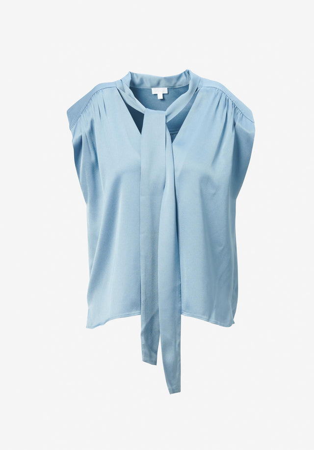 Top Tracey faded denim - A monochrome blouse made of liquid satin viscose, caressing you... - 6/6