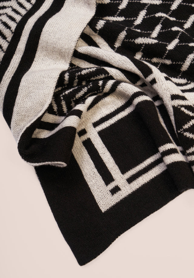 Triangle Goober Nero Alabastro - A rich, double face, triangle shaped cashmere scarf, featuring an... - 2/5