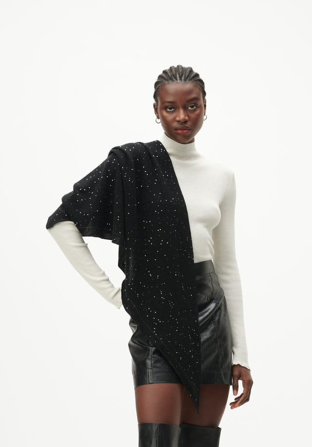 Triangle Solid M black sequins - The softest cashmere scarf with a triangle shape and sparkling...

